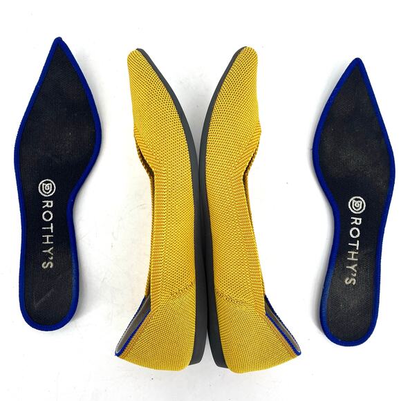 Rothy's Women's 7.5 Yellow The Point Pointed Toe Slip on Flat Pumps - Picture 5 of 7